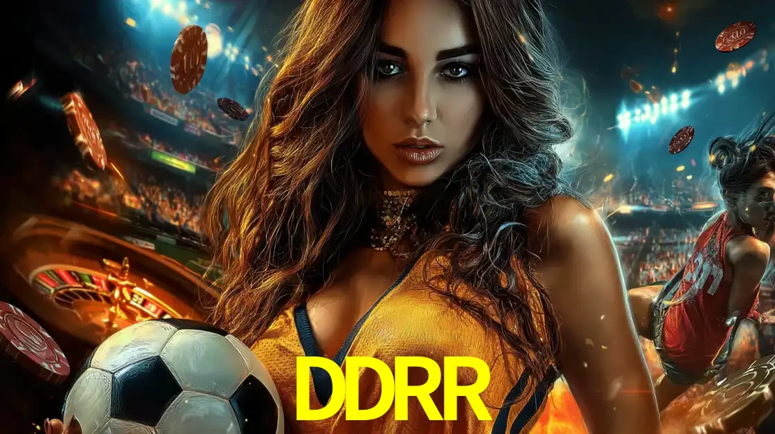 Mulher segurando uma bola de futebol em uma montagem que mistura a paixão esportiva com a emoção da roleta de cassino, tudo disponível na plataforma DDRR.